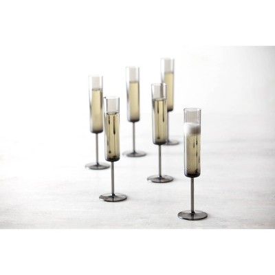 Gray 6oz Copolyester Champagne Flute Set of 6