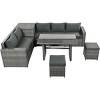 Outdoor 6 Piece Furniture Set, All Weather PE Rattan Sofa Set with Chairs and Table, PE Rattan Chairs With Cushions-Coolbibila - 3 of 4
