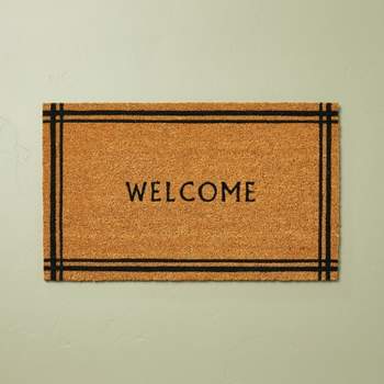18"x30" Border Stripe Welcome Coir Doormat Tan/Black - Hearth & Hand™ with Magnolia