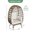 Wicker Egg Chair, Oversized Patio Egg-Shaped Basket Chair, Metal Frame Stand, PE Rattan Lounge Chairs with  Cushions for Terrace, porch, bedroom - 3 of 4