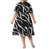 Agnes Orinda Women's Plus Size Tie Waist V Neck Short Sleeve Elegant Midi Dresses with Pockets - 4 of 4