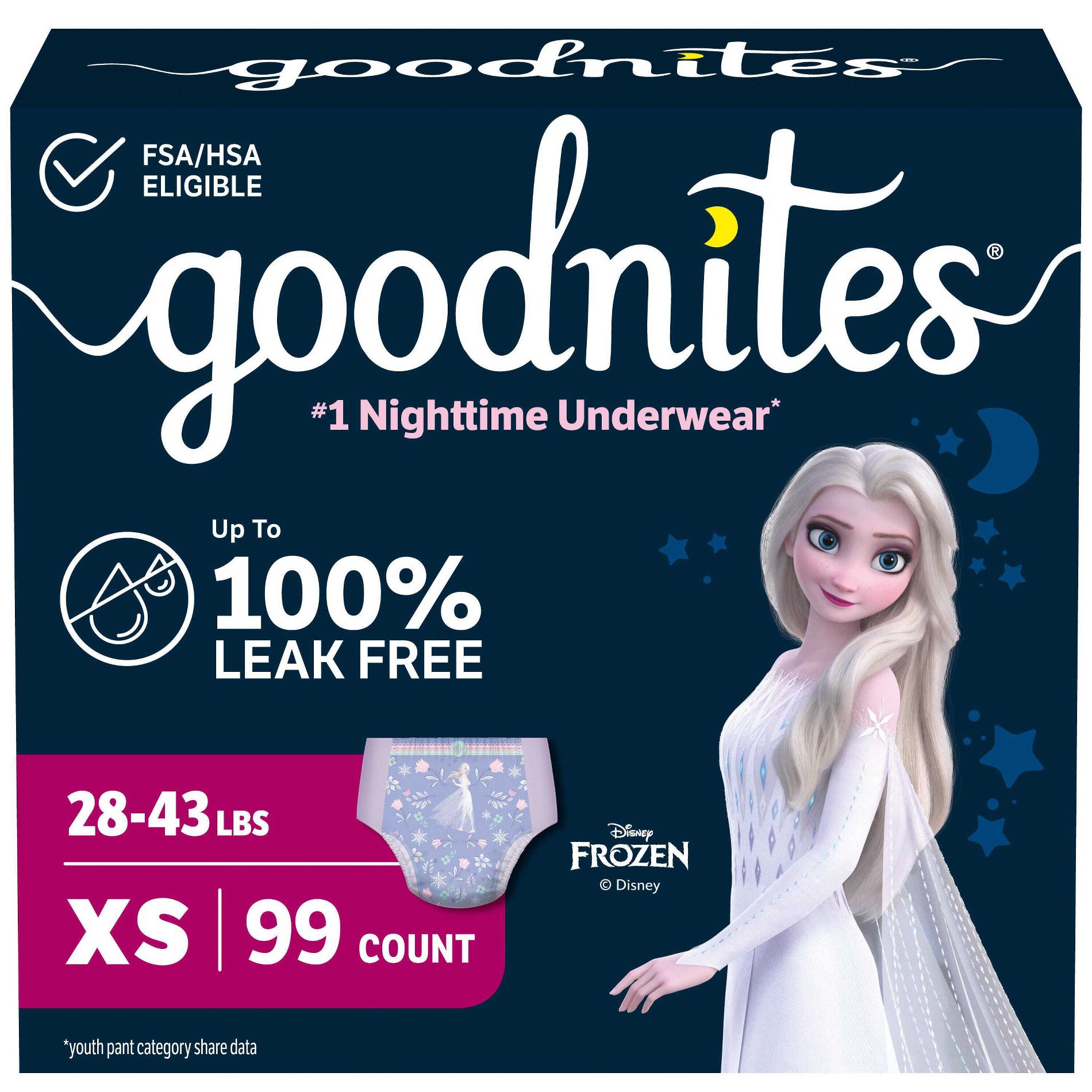 Goodnites Girls' Nighttime Bedwetting Disposable Underwear -Size XS - 99ct