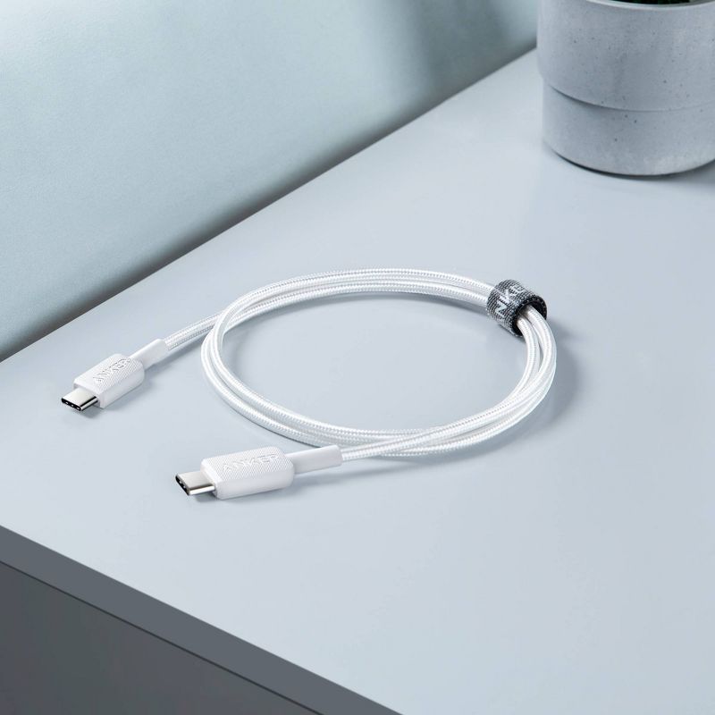 Anker 3&#39; 60W Braided USB-C to USB-C Max Fast Charging Cable - White, 4 of 8