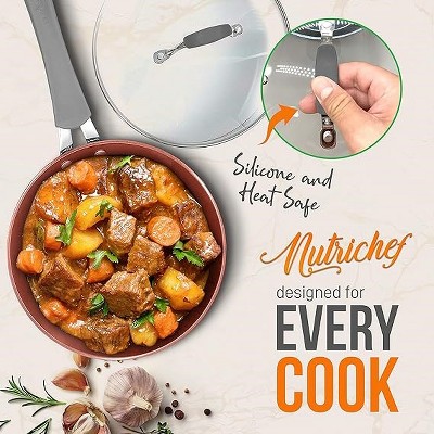 NutriChef 11-Piece Gray Aluminum Nonstick Cookware Set