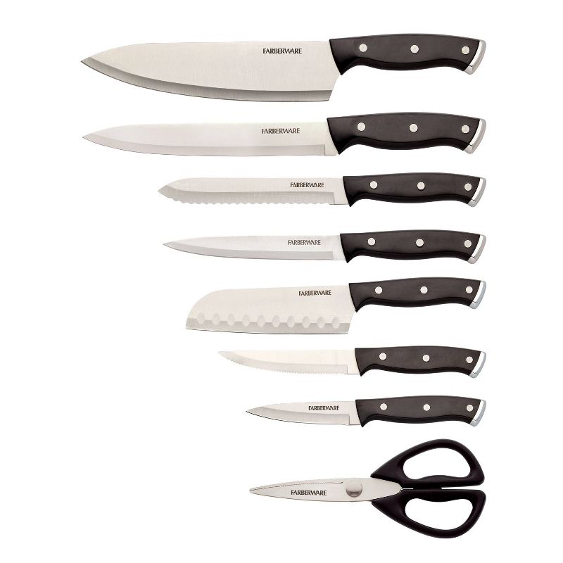Farberware 14pc Triple Rivet Knife Block Set with Edgekeeper Sharpener Graphite, 5 of 11