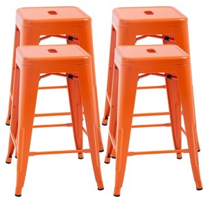 FDW Metal Bar Stools Set of 4 Counter Height Barstool Stackable Barstools  Indoor Outdoor Patio Bar Stool Home Kitchen Dining Stool - 1 of 4