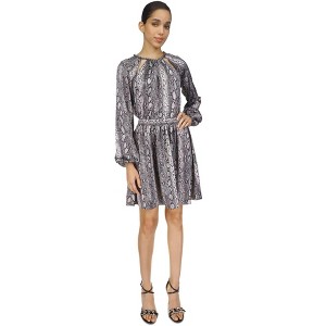 Michael Kors Womens Snakeskin Printed Chain Neck Cocktail Dress - 1 of 1