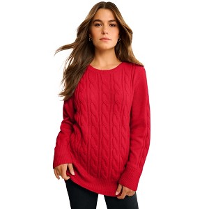 Roaman's Plus Size Cozy Cable Sweater Tunic - 1 of 4
