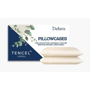 Delara 100% Eucalyptus Lyocell Tencel Pillowcase Pack of 2, Naturally Cooling, Smooth & Breathable - 1 of 4