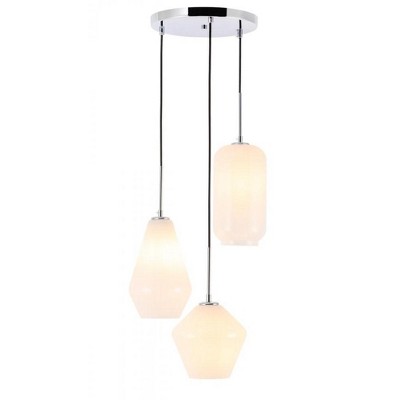 Elegant Lighting Gene 3 light Chrome and Frosted white glass pendant
