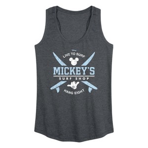 Women's - Disney - Mickey's Surf Shop Graphic Racerback Tank - 1 of 4