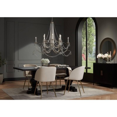 Silver Leaf 12-Light Crystal Beaded Chandelier