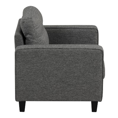 Gray Handcrafted Wood Frame Accent Chair with Plush Cushions