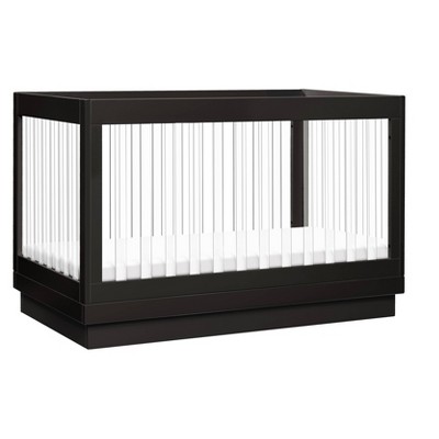 Black Acrylic and Pine Wood 3-in-1 Convertible Crib