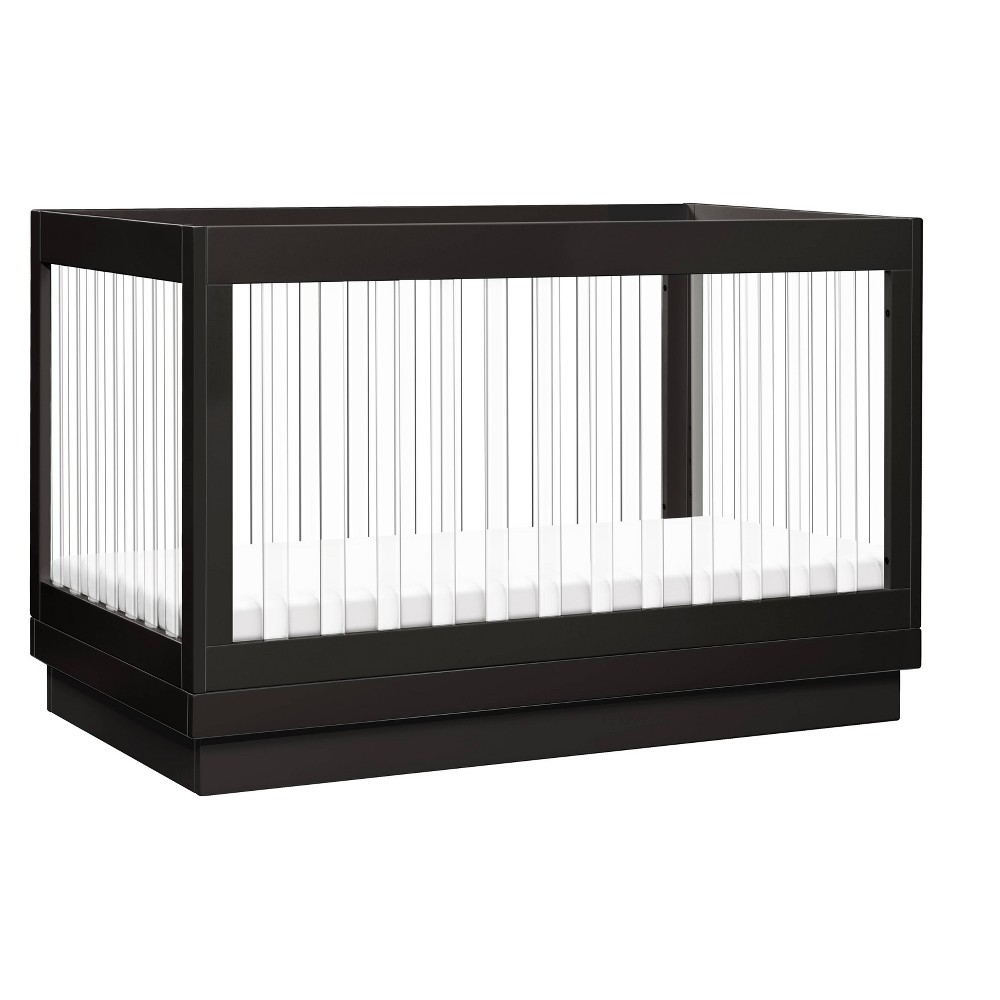 Babyletto Harlow 3-In-1 Convertible Crib with Toddler Rail - Black Finish, Black Base And Acrylic Slats -  76342072