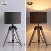 HBEZON 18''H Tripod Table Lamp with Gray Linen Shade for Bedroom, Living Room, Dining Room, Office, Rubber Wood - image 2 of 4