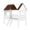 Wood House Bed Twin Size Low Loft Bed with Two Side Windows, Guardrail and Ladder for Girls Boys Kid - 4 of 4