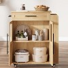 GustoWave Mobile Rolling Kitchen Island Cart with Storage Cabinet Doors and Spice Rack - 4 of 4