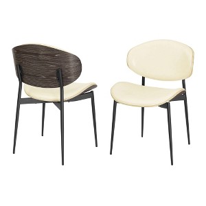 HOMLUX Set of 2 Upholstered Poplar Dining Chair Modern Faux Leather Accent Chair For Bedroom，Kitchen Dining Room，Breakfast nook - 1 of 4