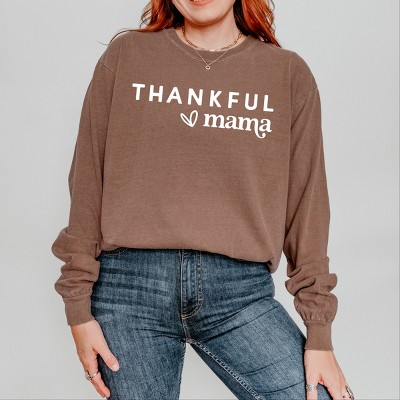 Simply Sage Market Thankful Mama Bold Heart Garment Dyed Long Sleeve
