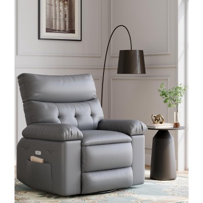 homfan Electric Recliner Chair - PU Leather 360° Swivel Recliner with Heat and Massage, Comfortable Lazy Chair for Living Room, Bedroom, Nursery