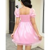 BLUEMING Womens Short Lantern Sleeve Mesh Dress Square Neck A Line Summer Dress Ruffle Cuff Smocked Waist Dress - 3 of 4