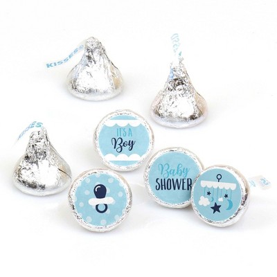 Big Dot of Happiness It's a Boy - Blue Baby Shower Round Candy Sticker Favors - Labels Fit Hershey's Kisses (1 sheet of 108)