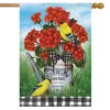 Geranium Watering Can Summer House Flag Goldfinches Birds 28" x 40" Briarwood Lane - 2 of 4
