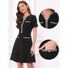 INSPIRE CHIC Women's V Neck Short Sleeves Tweed Trim Dressy Office A-Line Work Dresses - 2 of 4