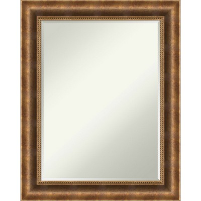 Amanti Art Manhattan Bronze Petite Bevel Wood Bathroom Wall Mirror 29.5 x 23.5 in.