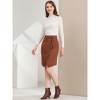 Allegra K Women's A-Line Knee Length Front Slit Wrap Faux Suede Skirt - 3 of 4