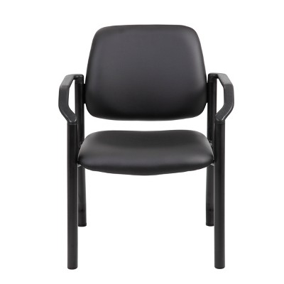 Black Mesh and Vinyl Mid-Back Guest Chair with Metal Frame