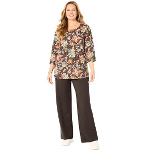 Catherines Women's Plus Size Ponte Wide Leg Pant - 1 of 3