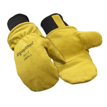 RefrigiWear Warm Fleece Lined Fiberfill Insulated Cowhide Leather Mitten Gloves