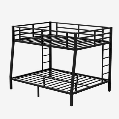 TiramisuBest Black Full XL Over Queen Metal Bunk Bed with Ladder and Slats Support - Ideal for Adults and Teens, Sturdy and Easy to Assemble