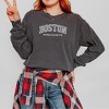 Simply Sage Market Women's Embroidered Boston Massachusetts Long Sleeve Garment Dyed Tee - 2 of 3