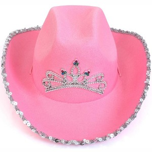 Skeleteen Womens Princess Cowgirl Hat with Tiara - Pink - 1 of 4