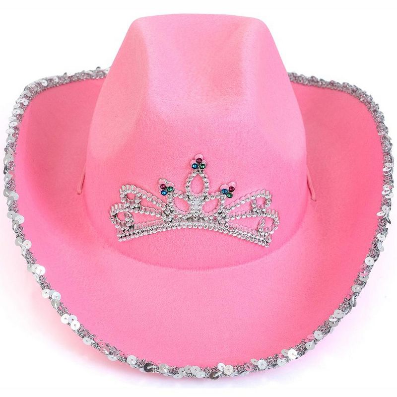 Skeleteen Womens Princess Cowgirl Hat with Tiara - Pink, 1 of 7