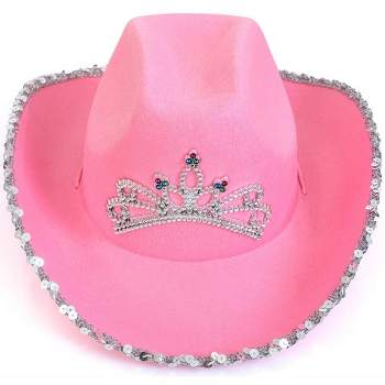 Skeleteen Womens Princess Cowgirl Hat with Tiara - Pink