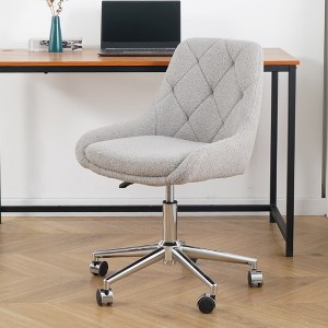 Racxily Armless Office Chair, Velvet Office Desk with Wheels, Adjustable Swivel Accent Chairs, Vanity Seat for Small Spaces - 1 of 4