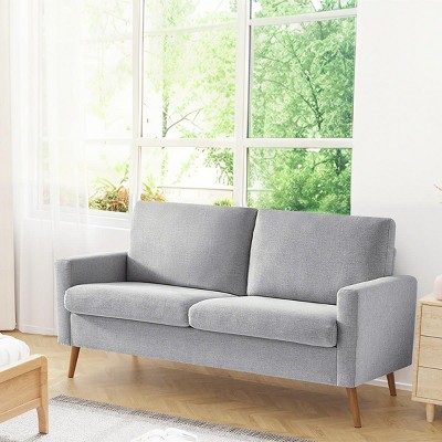 Dyonery 68" Loveseat Comfy Sofa with Spring Cushion, Solid Wood Frame, Tool-Free Assembly, for Living Room, Bedroom, Office, Corduroy - Green