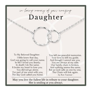 HOPE LOVE SHINE Loss of Daughter Memorial Gift – 2 Ring Necklace Condolence Keepsake Sympathy Jewelry - 1 of 4