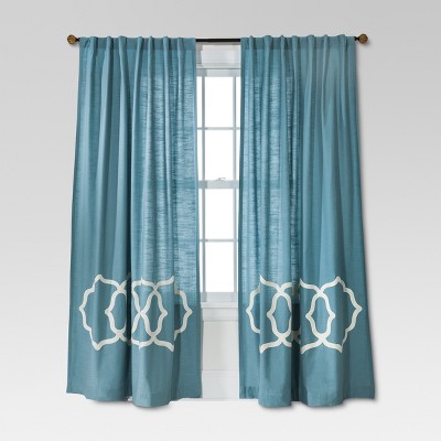 Naturals Fretwork Border Curtain Panel Blue/White (54