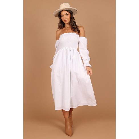 Thea Puff Sleeve Midi Dress - White - Petal & Pup USA