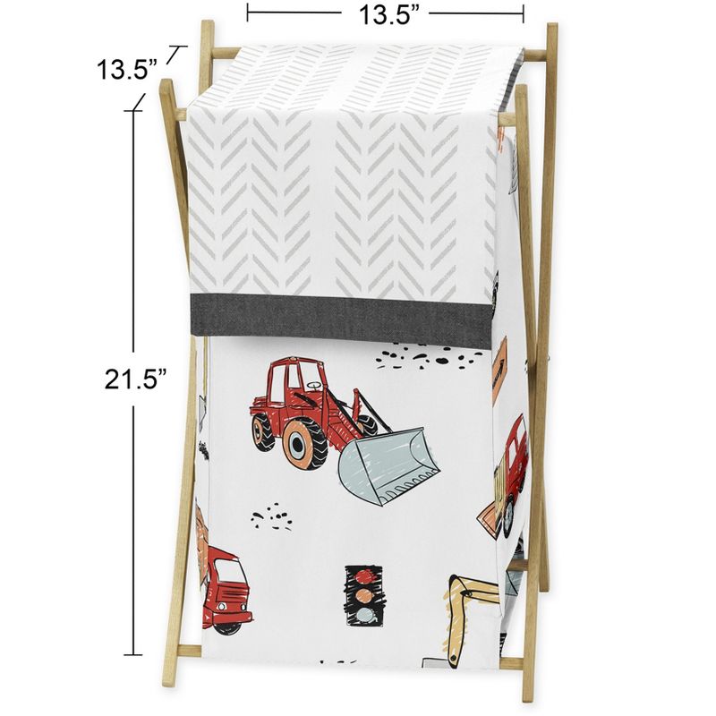 Sweet Jojo Designs Boy Laundry Hamper Construction Truck Red Blue and Grey, 4 of 6