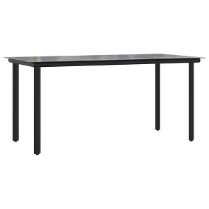 vidaXL Garden Dining Table Black Powder-coated steel, glass - 1 of 4