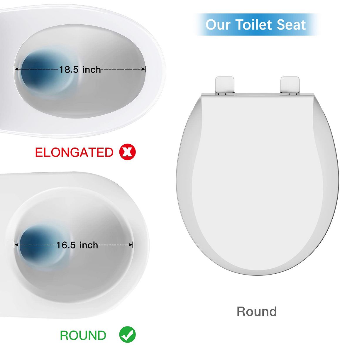 17/19 Inch Bidet Toilet Seat for Elongated Toilet, Dual Nozzle Self-Cleaning Non-Electric PP Bidet Attachment, White - thumbnail 7