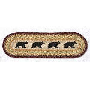 Earth Rugs Rustic Cabin Bear Oval Stair Tread – Lodge & Farmhouse Decor 27"x8.25" - 1 of 3