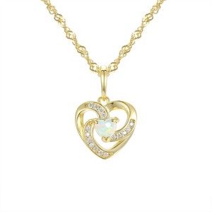 Junior Jewels 14K Gold Over Sterling Silver Children's Created Opal Heart Pendant - 1 of 2