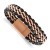 Chisel Stainless Steel Brushed Rose IP-plated Dark Brown Leather 8.5" Bracelet - 2 of 4